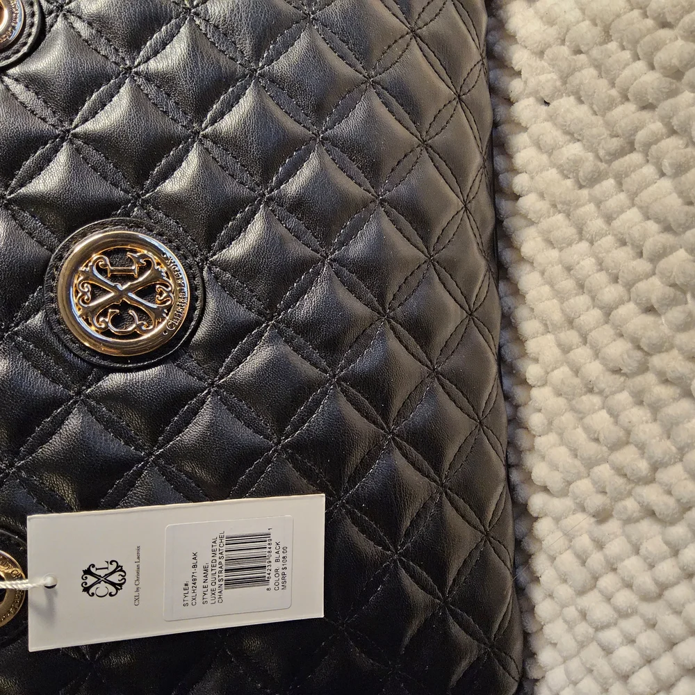 New Christian Lacroix Luxe Black Quilted Satchel